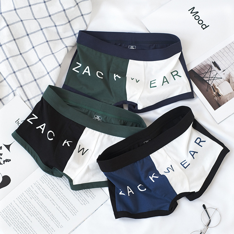 3vnt Vyriški apatiniai medvilniniai dviejų spalvų Patogios vyriškos kelnaitės Kvėpuojanti asmenybė Madingi berniukai Sportiniai boksai šortai apatinės kelnės