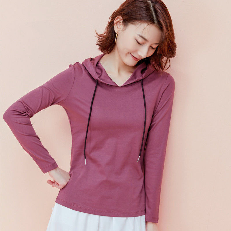 2021 de toamnă cu glugă cu gât în formă de tricou pentru femeie cămașă cu mânecă lungă tricou pentru femei la modă, în stil coreean, cămăși pentru femei