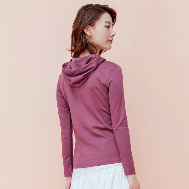 2021 de toamnă cu glugă cu gât în formă de tricou pentru femeie cămașă cu mânecă lungă tricou pentru femei la modă, în stil coreean, cămăși pentru femei