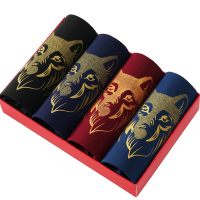 4 buc. Lenjerie de corp pentru bărbați Pantaloni scurți pentru bărbați Chiloți confortabili cu imprimeu Pantaloni scurți pentru bărbați, respirabili, U convexi, Chiloți pentru bărbați, L-4XL