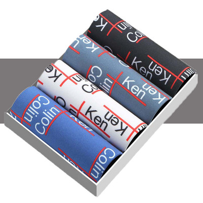 4 buc. Lenjerie de corp pentru bărbați Pantaloni scurți pentru bărbați Chiloți confortabili cu imprimeu Pantaloni scurți pentru bărbați, respirabili, U convexi, Chiloți pentru bărbați, L-4XL