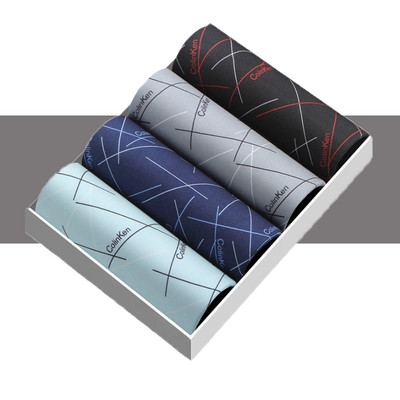 4 buc. Lenjerie de corp pentru bărbați Pantaloni scurți pentru bărbați Chiloți confortabili cu imprimeu Pantaloni scurți pentru bărbați, respirabili, U convexi, Chiloți pentru bărbați, L-4XL