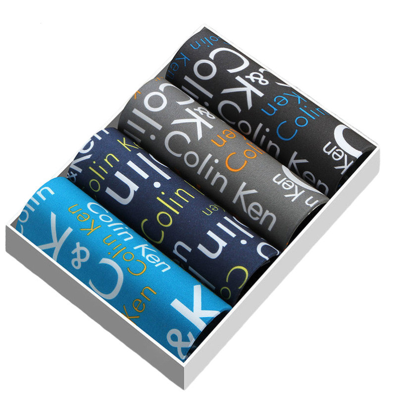 4 buc. Lenjerie de corp pentru bărbați Pantaloni scurți pentru bărbați Chiloți confortabili cu imprimeu Pantaloni scurți pentru bărbați, respirabili, U convexi, Chiloți pentru bărbați, L-4XL