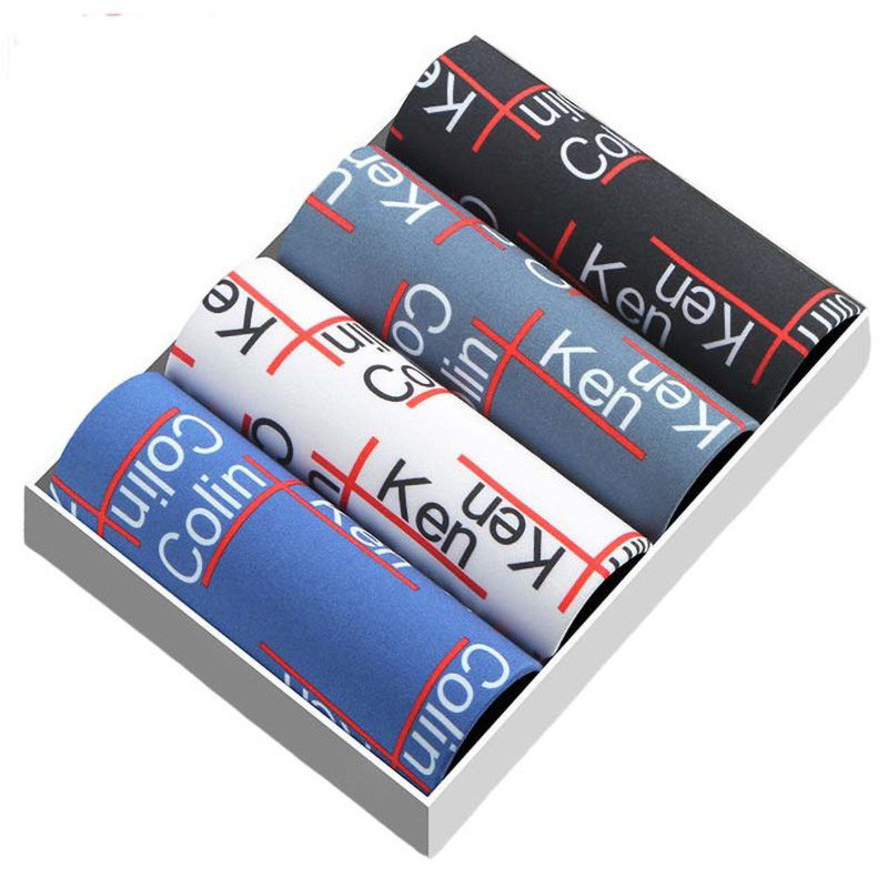 4 buc. Lenjerie de corp pentru bărbați Pantaloni scurți pentru bărbați Chiloți confortabili cu imprimeu Pantaloni scurți pentru bărbați, respirabili, U convexi, Chiloți pentru bărbați, L-4XL