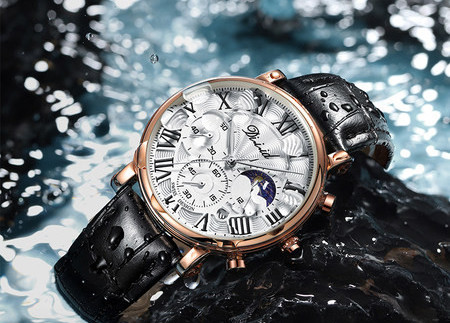 Alkalmi férfi karóra ekobőr szíjjal