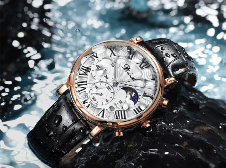 Ceas elegant pentru barbati cu curele din piele ecologica si cadran rotund