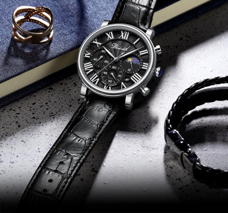 Ceas elegant pentru barbati cu curele din piele ecologica si cadran rotund