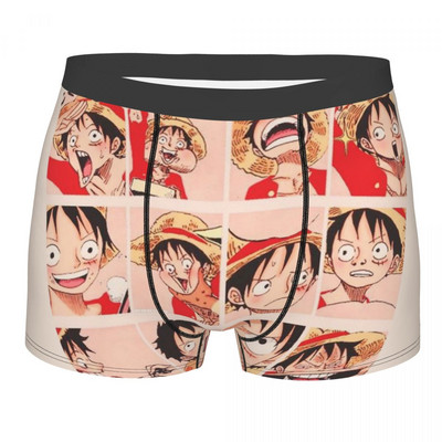 Boxer cu imprimeu Chiloți Slip bărbat Pirate King Anime Monkey D. Luffy Lenjerie de corp Chiloți dintr-o bucată din poliester Bărbați S-XXL