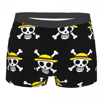 Boxer cu imprimeu Chiloți Slip bărbat Pirate King Anime Monkey D. Luffy Lenjerie de corp Chiloți dintr-o bucată din poliester Bărbați S-XXL