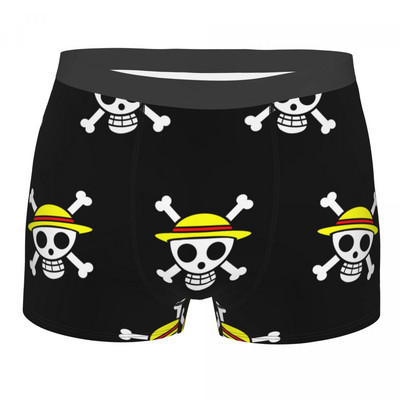 Boxer cu imprimeu Chiloți Slip bărbat Pirate King Anime Monkey D. Luffy Lenjerie de corp Chiloți dintr-o bucată din poliester Bărbați S-XXL