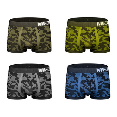Lenjerie de corp sexy pentru bărbați din bumbac, 4 buc, pantaloni scurți de camuflaj, chiloți pentru bărbați, fără sudură, boxeri pentru bărbați, lenjerie