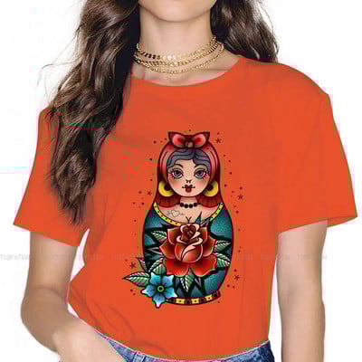 Matrjoška Babuška Slaganje Ruski čaj 100% pamuk Majice s tradicionalnim tetovažama stare škole Personalizirajte žensku majicu 4XL