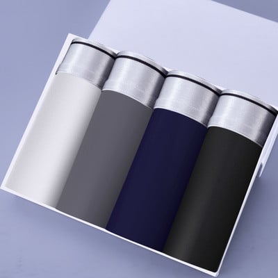 4cs/lot Chiloți pentru bărbați Boxeri din mătase de gheață, respirabili, Chiloți Boxer, Chiloți pentru bărbați, Cuplu, Set Sexy Homme Calzoncillo