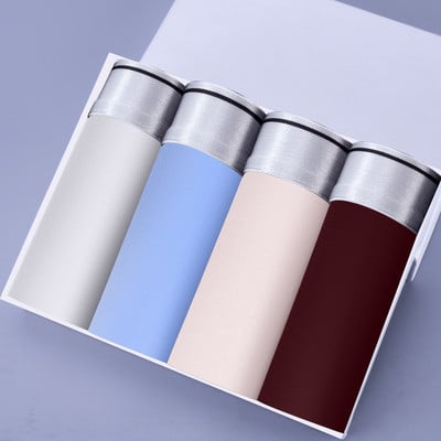 4cs/lot Chiloți pentru bărbați Boxeri din mătase de gheață, respirabili, Chiloți Boxer, Chiloți pentru bărbați, Cuplu, Set Sexy Homme Calzoncillo