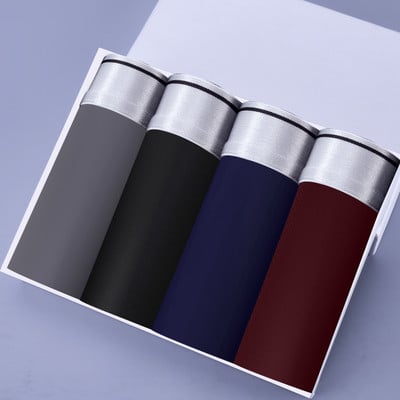 4cs/lot Chiloți pentru bărbați Boxeri din mătase de gheață, respirabili, Chiloți Boxer, Chiloți pentru bărbați, Cuplu, Set Sexy Homme Calzoncillo