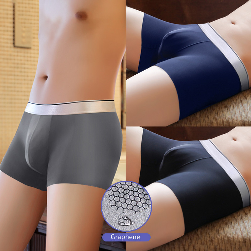 4cs/lot Chiloți pentru bărbați Boxeri din mătase de gheață, respirabili, Chiloți Boxer, Chiloți pentru bărbați, Cuplu, Set Sexy Homme Calzoncillo