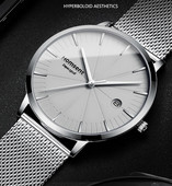 Modernus vyriškas mechaninis laikrodis su metaliniu arba odiniu dirželiu