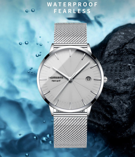 Modernus vyriškas mechaninis laikrodis su metaliniu arba odiniu dirželiu