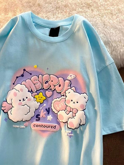 Ins Casual Joker Clothes Grafiniai marškinėliai Moteriški vasariniai marškinėliai trumpomis rankovėmis, skirti laisviems studentams su japoniškais Y2k 2022 m.