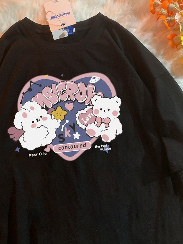 Ins Casual Joker Clothes Grafiniai marškinėliai Moteriški vasariniai marškinėliai trumpomis rankovėmis, skirti laisviems studentams su japoniškais Y2k 2022 m.