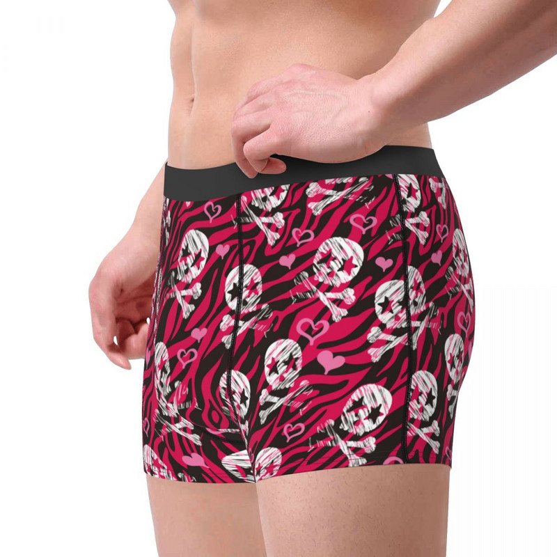 Férfi Grunge Zebra Star Skull Print Fehérnemű Humor Boxer Alsók Rövidnadrágok Bugyik Homme Puha Alsónadrágok