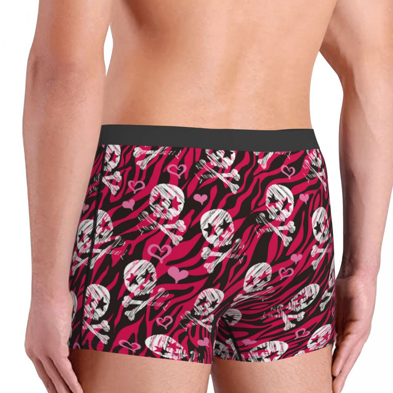 Férfi Grunge Zebra Star Skull Print Fehérnemű Humor Boxer Alsók Rövidnadrágok Bugyik Homme Puha Alsónadrágok