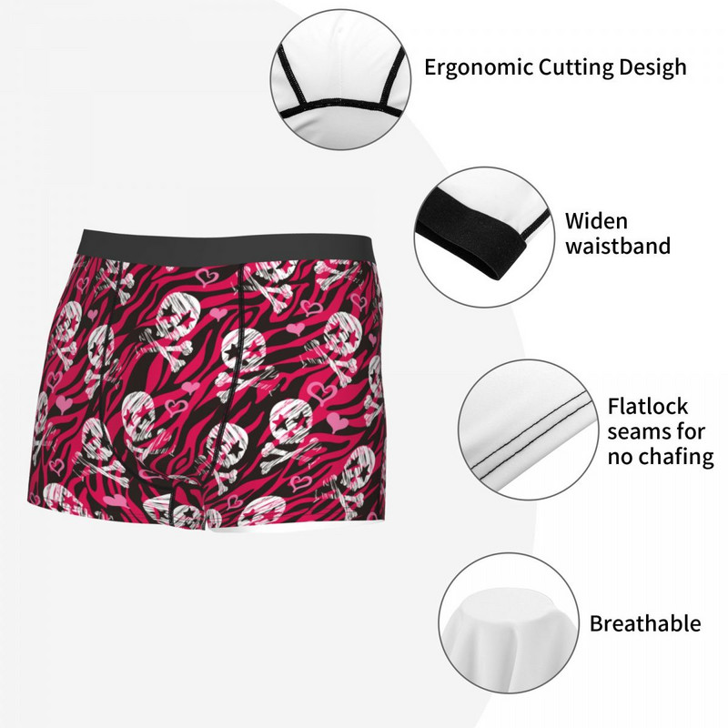 Férfi Grunge Zebra Star Skull Print Fehérnemű Humor Boxer Alsók Rövidnadrágok Bugyik Homme Puha Alsónadrágok