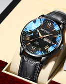 Šviesus vyriškas laikrodis su eko odos apyranke