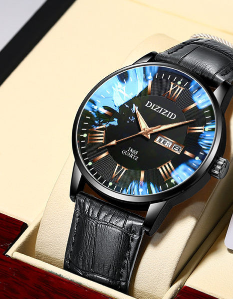 Šviesus vyriškas laikrodis su eko odos apyranke