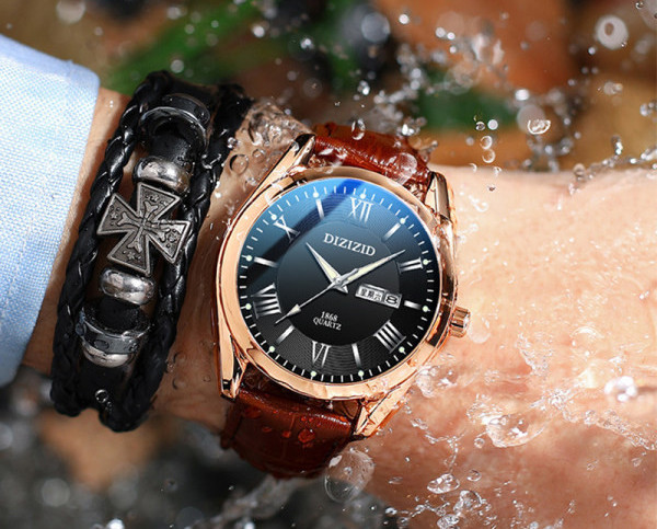 Šviesus vyriškas laikrodis su eko odos apyranke