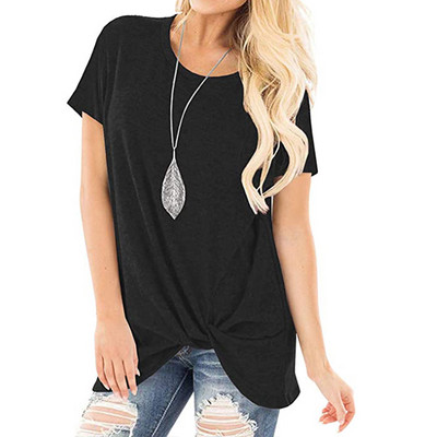 Női felső őszi tavaszi pólók Új csavart csomós szabálytalan ing O-nyakú robbanó ingek Causal Solid Blusas alsó felső GV989