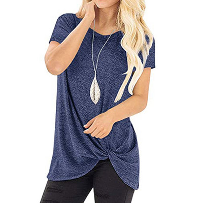 Női felső őszi tavaszi pólók Új csavart csomós szabálytalan ing O-nyakú robbanó ingek Causal Solid Blusas alsó felső GV989