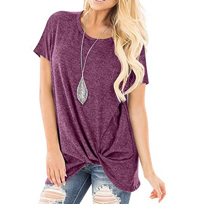 Női felső őszi tavaszi pólók Új csavart csomós szabálytalan ing O-nyakú robbanó ingek Causal Solid Blusas alsó felső GV989