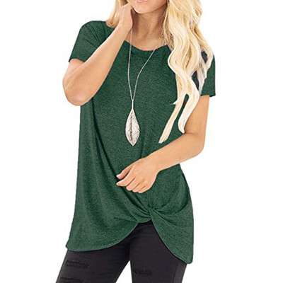 Női felső őszi tavaszi pólók Új csavart csomós szabálytalan ing O-nyakú robbanó ingek Causal Solid Blusas alsó felső GV989