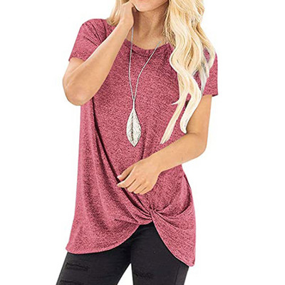 Női felső őszi tavaszi pólók Új csavart csomós szabálytalan ing O-nyakú robbanó ingek Causal Solid Blusas alsó felső GV989