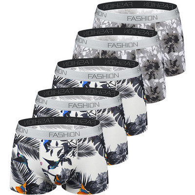 5 buc/lot Chiloți Boxer Bărbați Underwhare Moda Fantastic Husă pentru bărbați Lenjerie de corp Boxer Bărbați Confort Chiloți Sexy din Mătase de gheață pentru bărbați