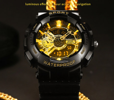 Mechaninis laikrodis su guminiu dirželiu - atsparus vandeniui modelis