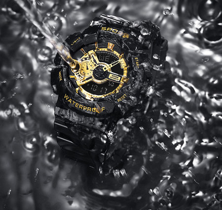 Mechaninis laikrodis su guminiu dirželiu - atsparus vandeniui modelis