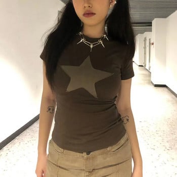 Y2K Star Crop Top Αμάνικο O λαιμό μπλε μπλουζάκι Slim Harajuku Tshirt Γυναικεία Streetwear 90s Tank Tops