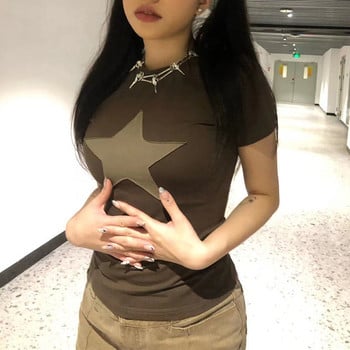 Y2K Star Crop Top Αμάνικο O λαιμό μπλε μπλουζάκι Slim Harajuku Tshirt Γυναικεία Streetwear 90s Tank Tops