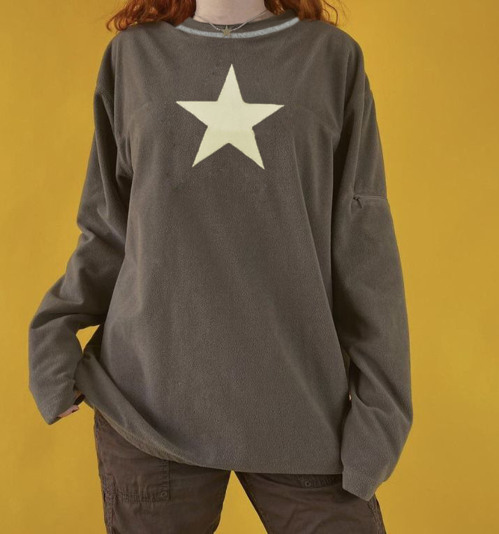 „Y2K Star Crop“ viršutinė rankovė be rankovių O kaklo mėlyna, plona marškinėliai „Harajuku“ marškinėliai, moteriški 90-ųjų gatvės drabužiai