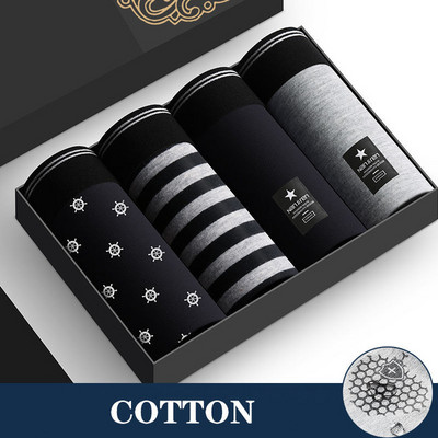 4 buc. Boxeri pentru bărbați Lenjerie de corp din bumbac Chiloți pentru bărbați Chiloți de bună calitate Pantaloni scurți Solid Hombre Cuecas Slip Calzoncillos