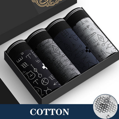 4vnt Vyriški Bokseriai Medvilniniai apatiniai Homme Kelnaitės Vyriškos kelnaitės Geros kokybės šortai Solid Hombre Cuecas Slip Calzoncillos