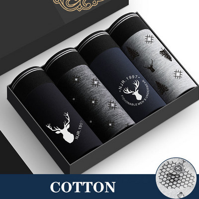 4 buc. Boxeri pentru bărbați Lenjerie de corp din bumbac Chiloți pentru bărbați Chiloți de bună calitate Pantaloni scurți Solid Hombre Cuecas Slip Calzoncillos