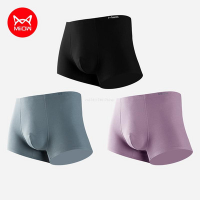 MiiOW 3 buc Chiloți pentru bărbați din bumbac organic Boxer fără sudură Lenjerie cu grafen 3A Chiloți pentru bărbați Lenjerie intimă pentru bărbați