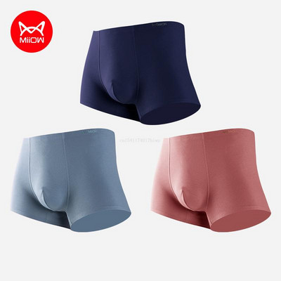 MiiOW 3 buc Chiloți pentru bărbați din bumbac organic Boxer fără sudură Lenjerie cu grafen 3A Chiloți pentru bărbați Lenjerie intimă pentru bărbați