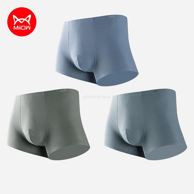 MiiOW 3 buc Chiloți pentru bărbați din bumbac organic Boxer fără sudură Lenjerie cu grafen 3A Chiloți pentru bărbați Lenjerie intimă pentru bărbați