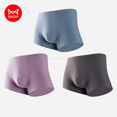 MiiOW 3 buc Chiloți pentru bărbați din bumbac organic Boxer fără sudură Lenjerie cu grafen 3A Chiloți pentru bărbați Lenjerie intimă pentru bărbați