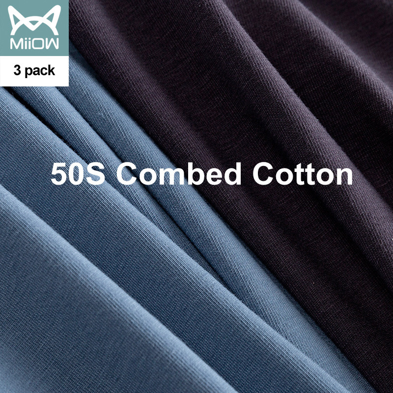 MiiOW 3 buc Chiloți pentru bărbați din bumbac organic Boxer fără sudură Lenjerie cu grafen 3A Chiloți pentru bărbați Lenjerie intimă pentru bărbați