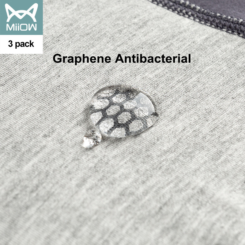 MiiOW 3 buc Chiloți pentru bărbați din bumbac organic Boxer fără sudură Lenjerie cu grafen 3A Chiloți pentru bărbați Lenjerie intimă pentru bărbați